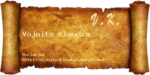 Vojnits Klaudia névjegykártya